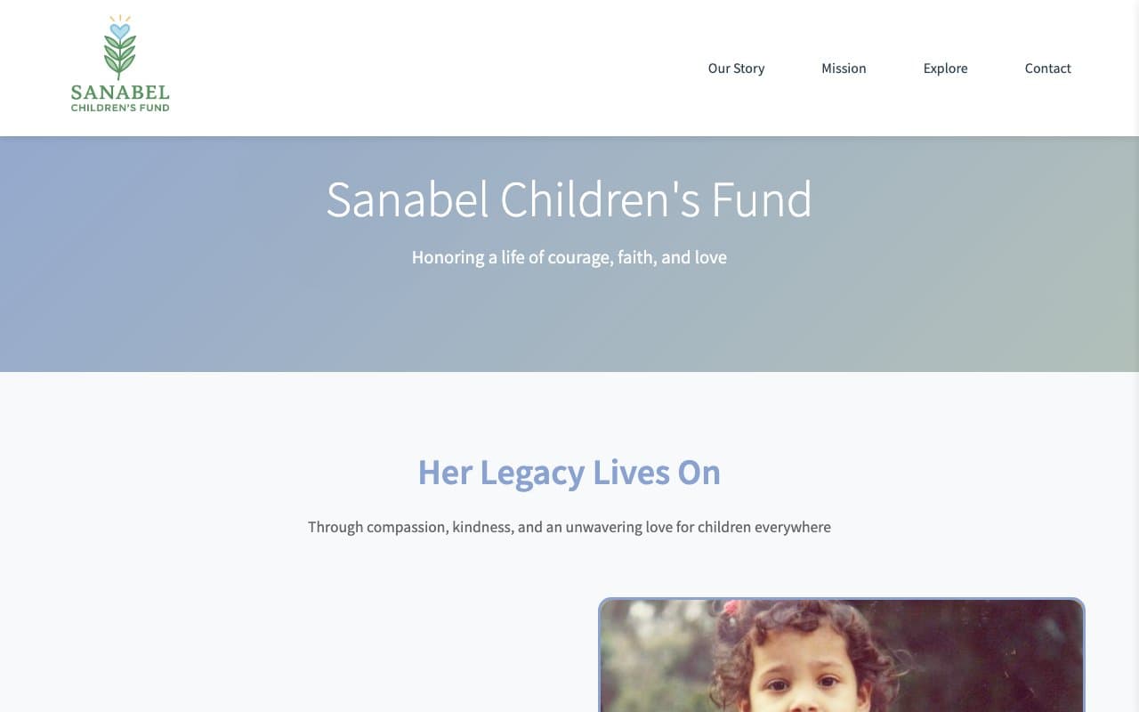 Homepage of the Sanabel Children's Fund website